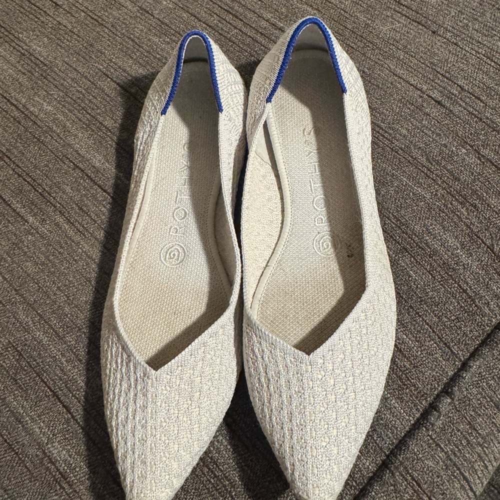Rothy’s The Point flats in the Salt Honeycomb color (retired color)
